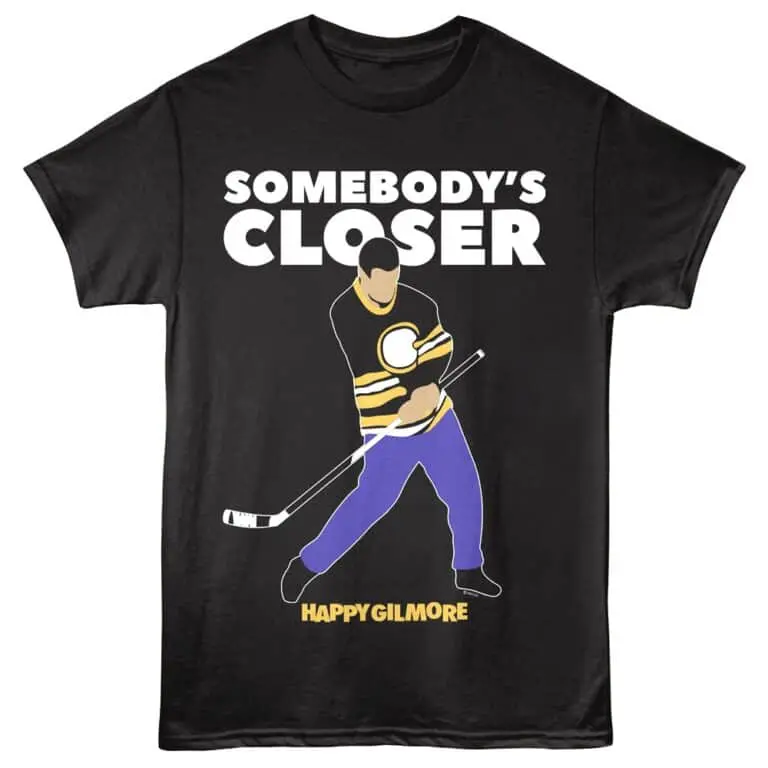 Hockey player illustration with "Somebody's Closer" text for hockey fans.