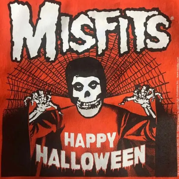 Halloween skeleton shirt with web graphic.