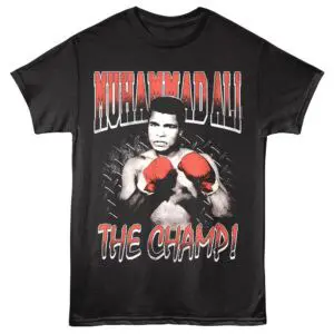 Vintage Muhammad Ali T-shirt highlighting legendary boxer in classic style.