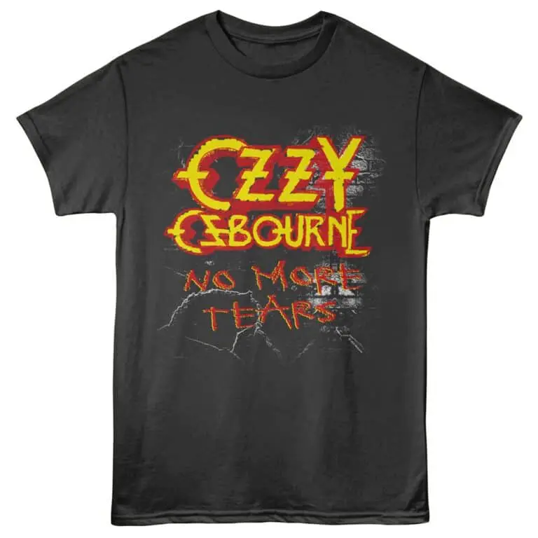 Ozzy Osbourne graphic T-shirt featuring "No More Tears" slogan, perfect for rock fans and band merchandise collectors.