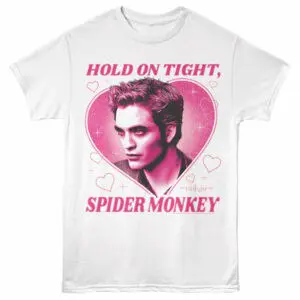 Pink Twilight Sparkle Spider Monkey t-shirt with superhero motif, inspired by Twilight Saga.