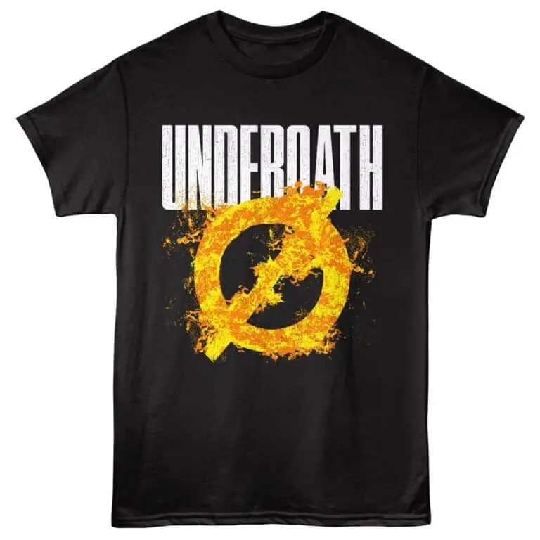 Bold black T-shirt featuring a fiery, distressed undertow symbol with striking "UNDERGATH" text.