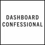 A minimalist black and white "Dashboard Confessional" T-shirt graphic for music fans.