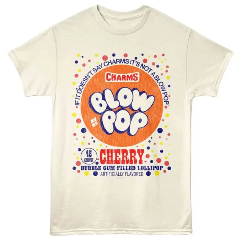 Bright graphic tee with cherry bubble gum bubble pop design, perfect for fun, casual wear.