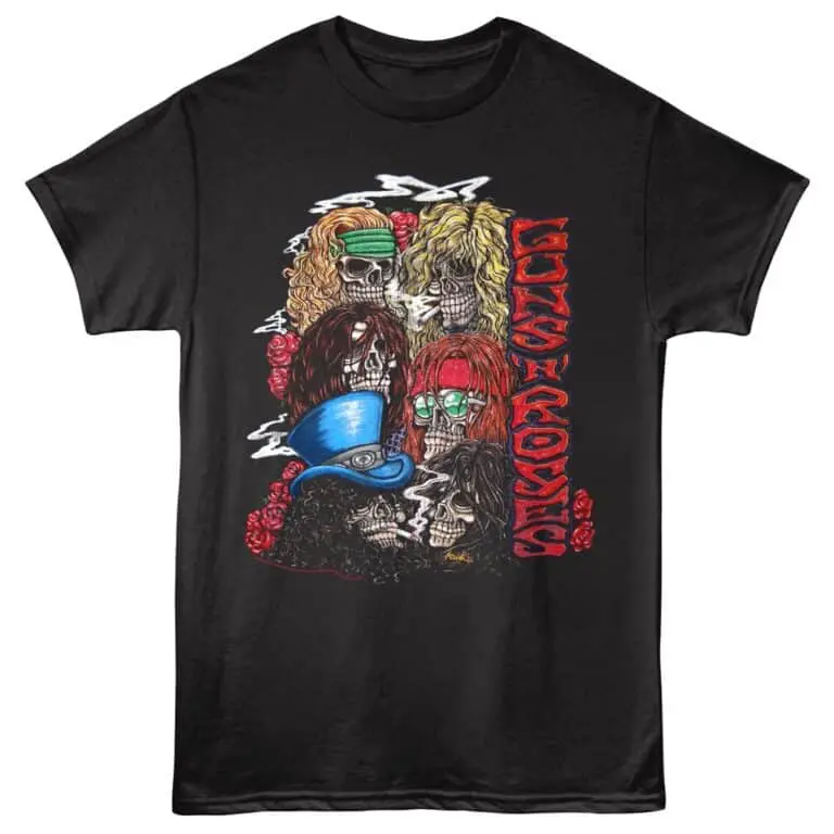 Guns N Roses Band Skulls Men's T Shirt Black