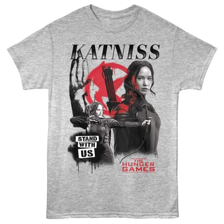 High-quality Katniss Everdeen Hunger Games graphic tee for fans of The Hunger Games series.