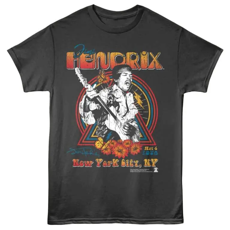 Jimi Hendrix New York City NY Men's T Shirt Charcoal