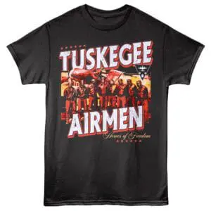 Vintage Tuskgee Airmen Heroes of Freedom graphic tee for aviation and military history fans.