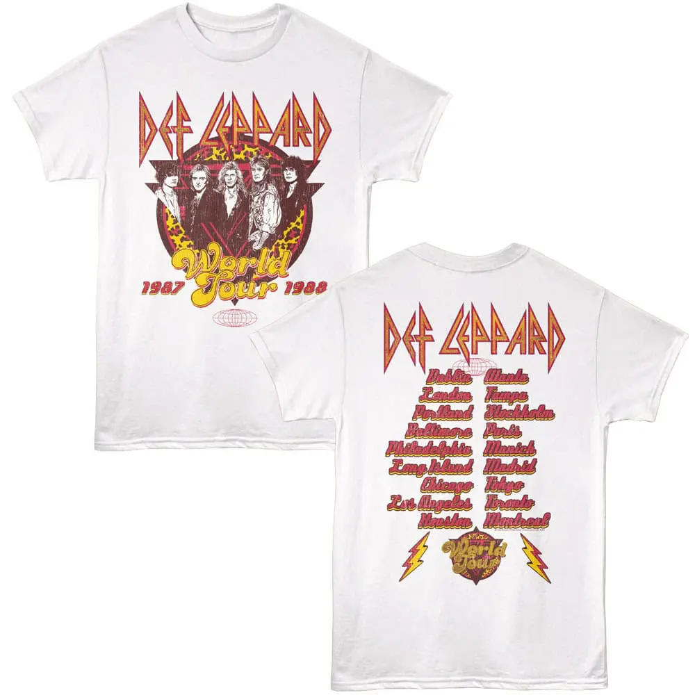 Def Leppard World Tour 87 Cities Men's T Shirt White