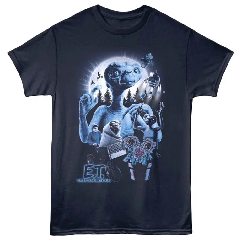 E.T Alien Movie Montage Men's T Shirt Navy