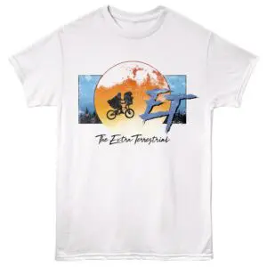 E.T Biking over the Forest Men's T Shirt White
