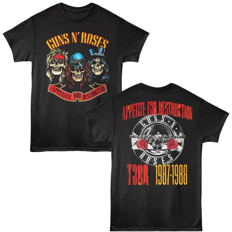 Guns N Roses Appetite For Destruction Tour 87 Men's T Shirt Black
