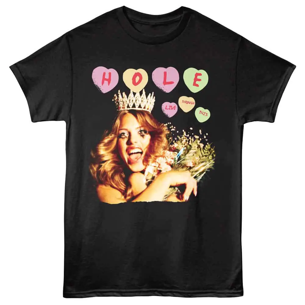 Hole Live Through This Love Hearts Men's T Shirt Black