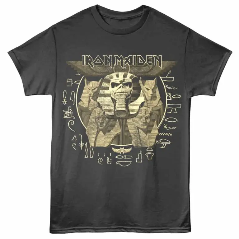 Iron Maiden Powerslave Hieroglyphics Men's T Shirt Charcoal
