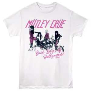 Motley Crue Bad Boys of Hollywood Men's T Shirt White
