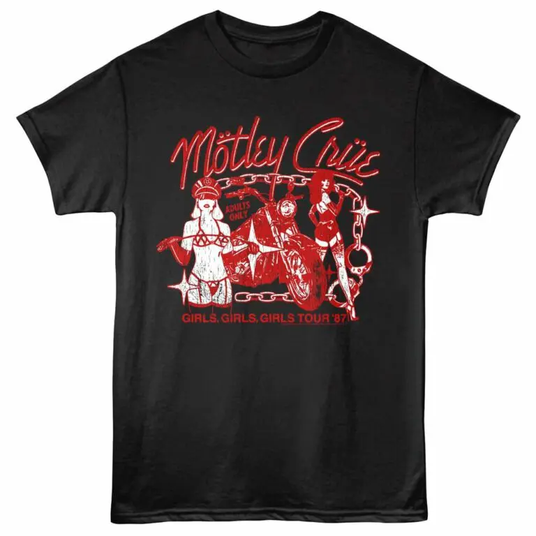 Motley Crue Girls Red Light Tour 87 Men's T Shirt Black