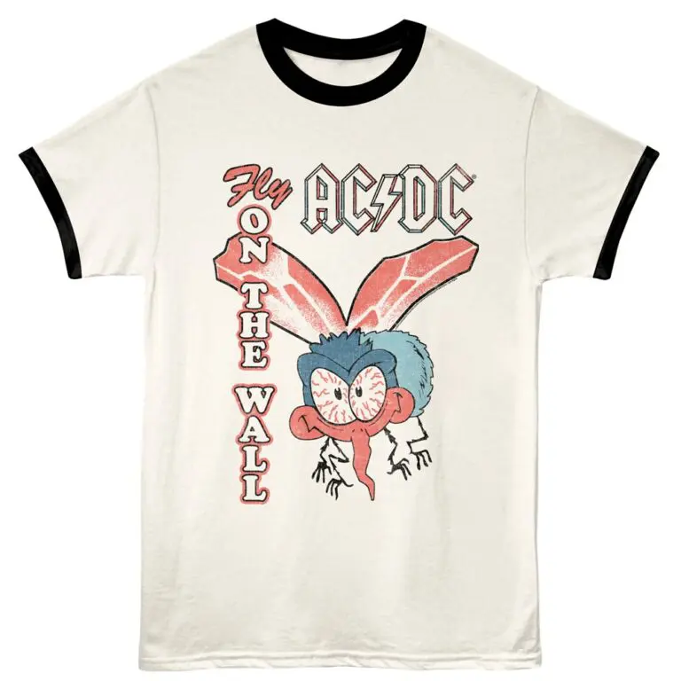 ACDC Fly on Wall Ringer T Shirt Ivory