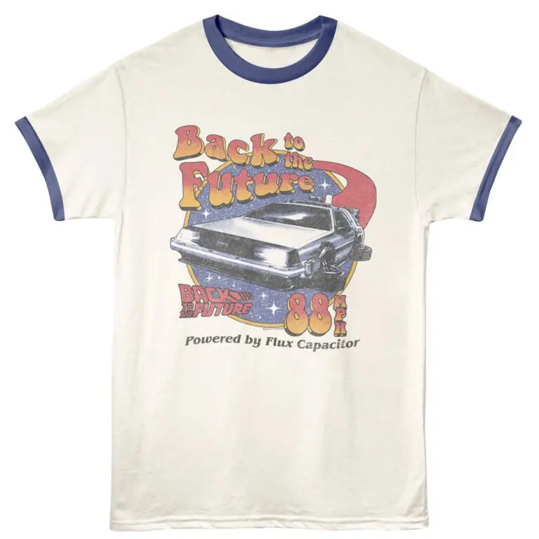 Back to the Future Powered by Flux Capacitor Ringer T Shirt Ivory