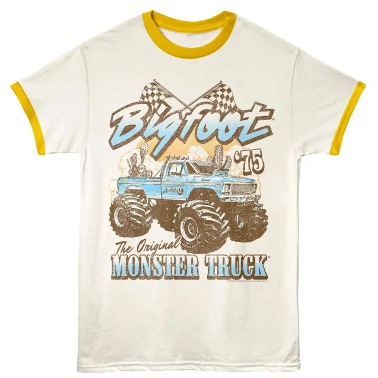 Bigfoot Monster Truck Desert Ringer T Shirt Ivory