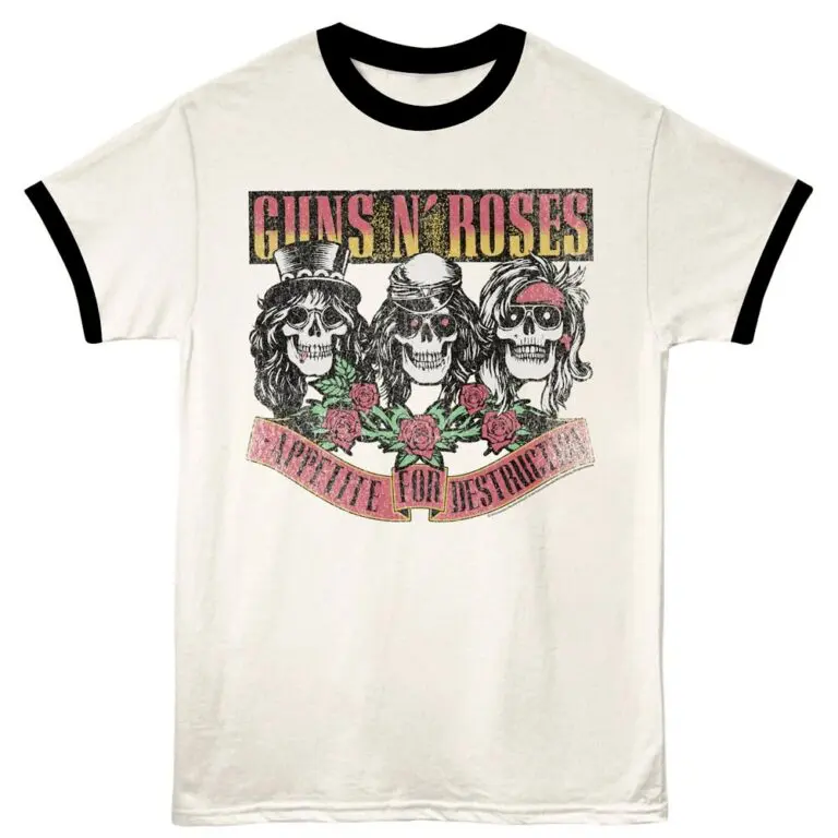Guns n Roses Appetite for Destruction Ringer T Shirt Ivory