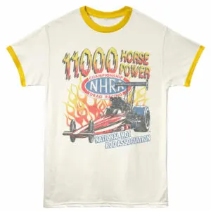 NHRA 11000 Horsepower Ringer T Shirt Ivory