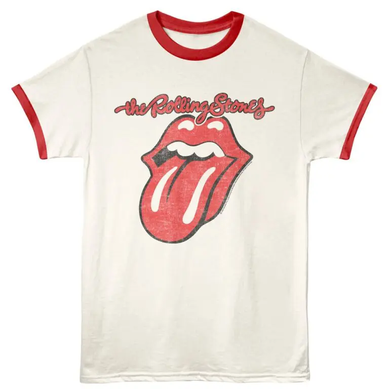 Rolling Stones Hot Lips Logo Ringer T Shirt Ivory