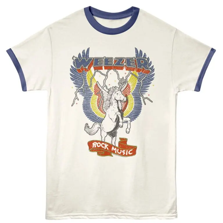 Weezer Pegasus Rock Music Ringer T Shirt Ivory