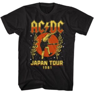 ACDC Japan Tour 1981 T-Shirt, Men's Graphic Rock Band Tees
