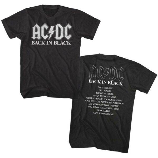 ACDC Back in Black Tracklist Men’s T Shirt