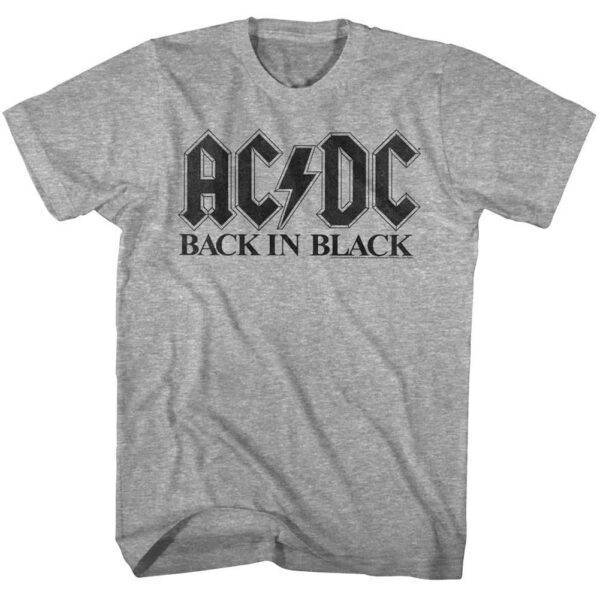 ACDC Back in Black Men’s Gray T Shirt