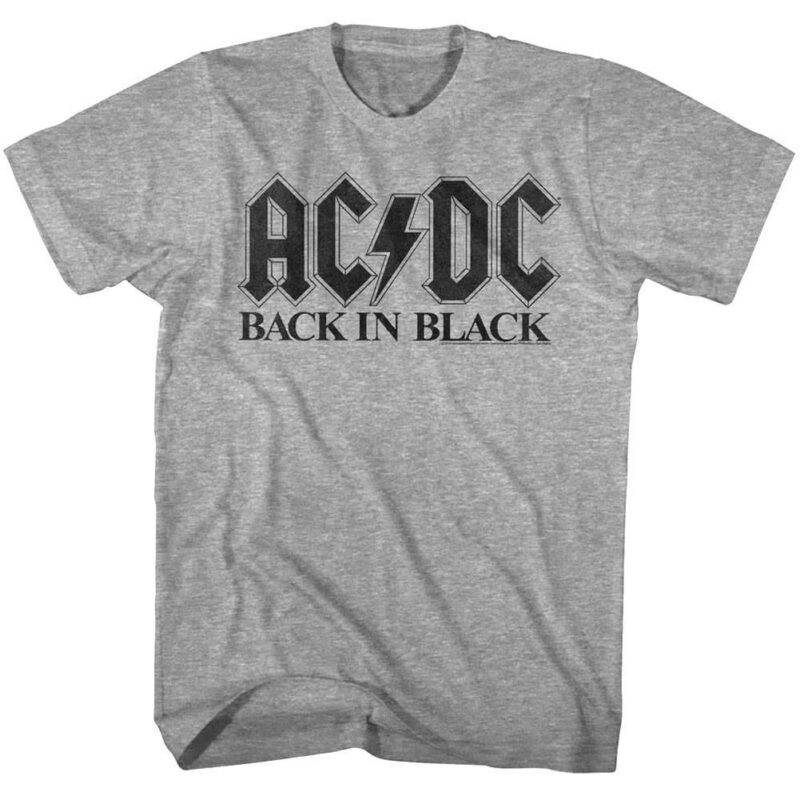 ACDC Back in Black Men’s Gray T Shirt