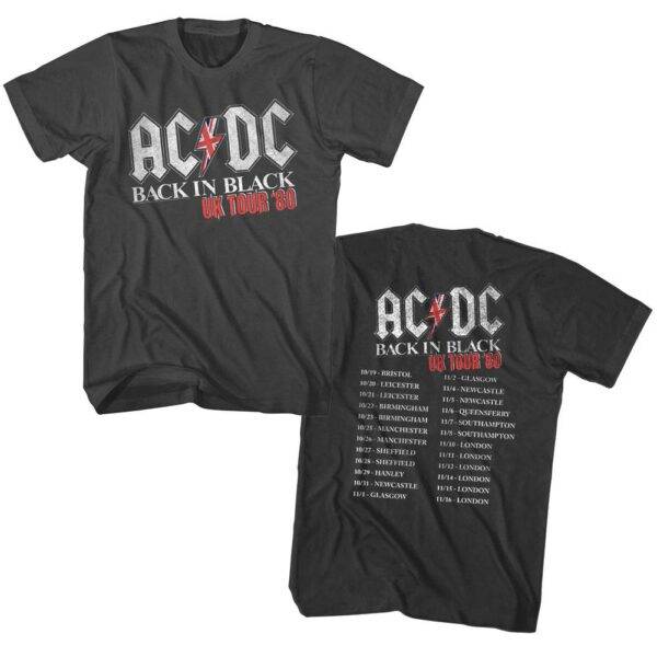 ACDC Back in Black UK Tour 1980 Men's T Shirt