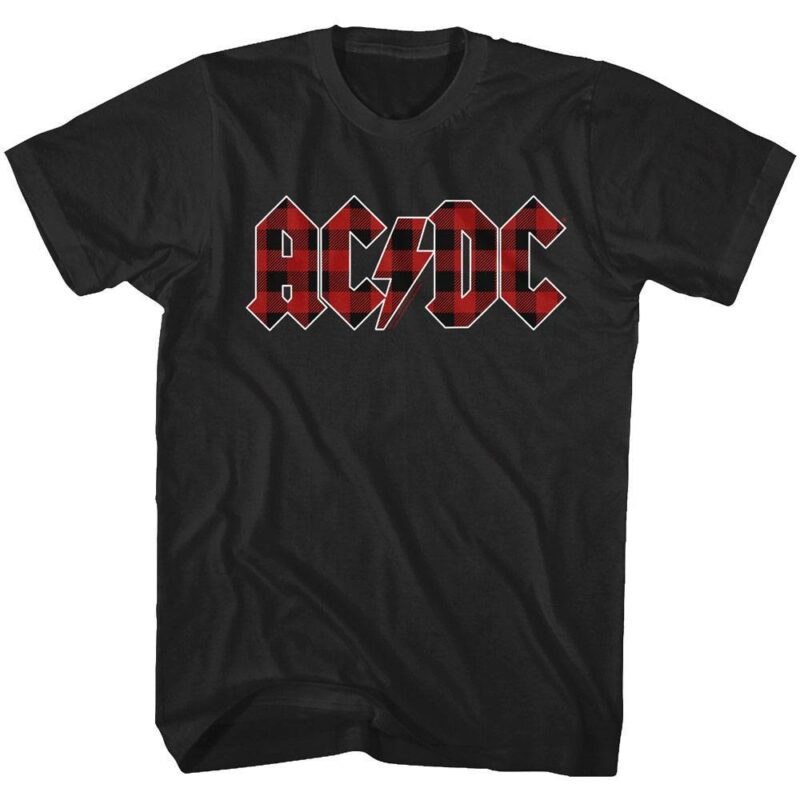 ACDC Red Plaid Logo Men’s T Shirt