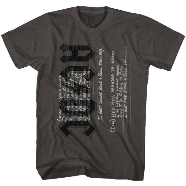 ACDC Rock & Roll Thunder Lyrics Men’s T Shirt