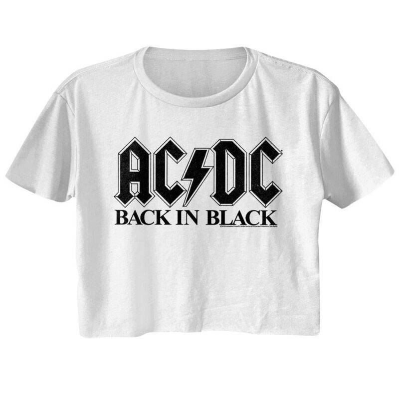 ACDC Back in Black White Crop Top