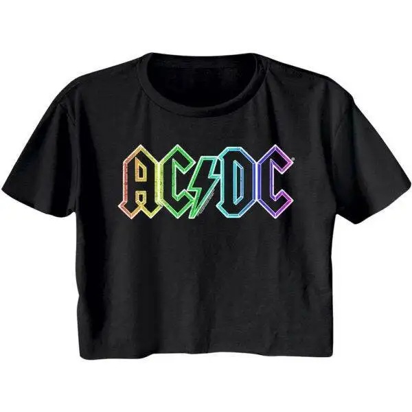 ACDC Neon Rainbow Logo Crop top