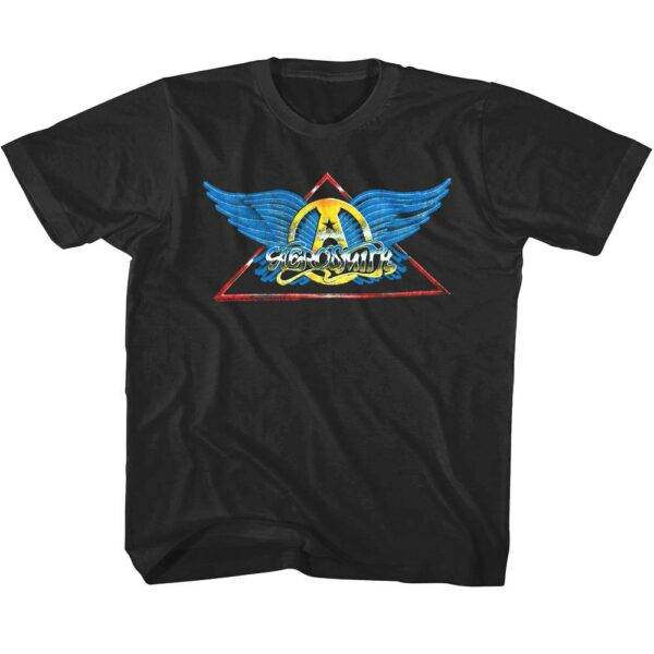 Aerosmith Chrome Winged Logo Kids T Shirt