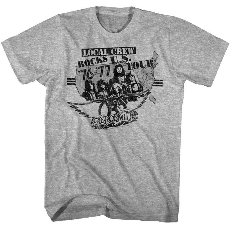 Aerosmith Local Crew Rocks U.S. Tour 76-77 Men’s T Shirt