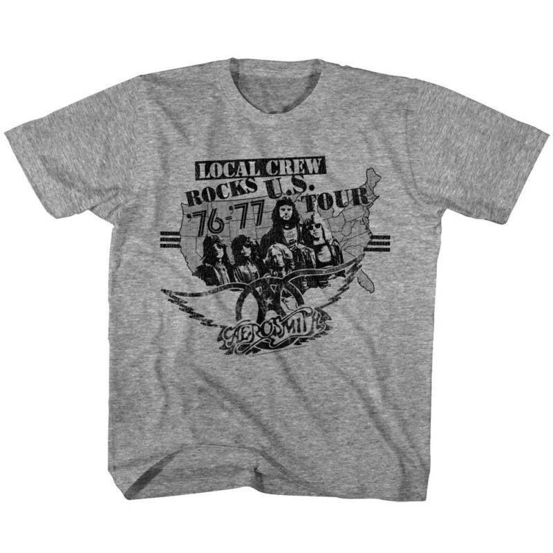 Aerosmith Local Crew Rocks U.S. Tour 76-77 Kids T Shirt