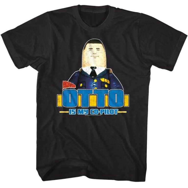 Airplane Otto is my Co-Pilot Men's Black T Shirt - Image 2