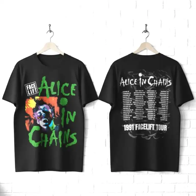 Alice in Chains Facelift Tour 1991 T-Shirt, Men's Graphic Rock Tees