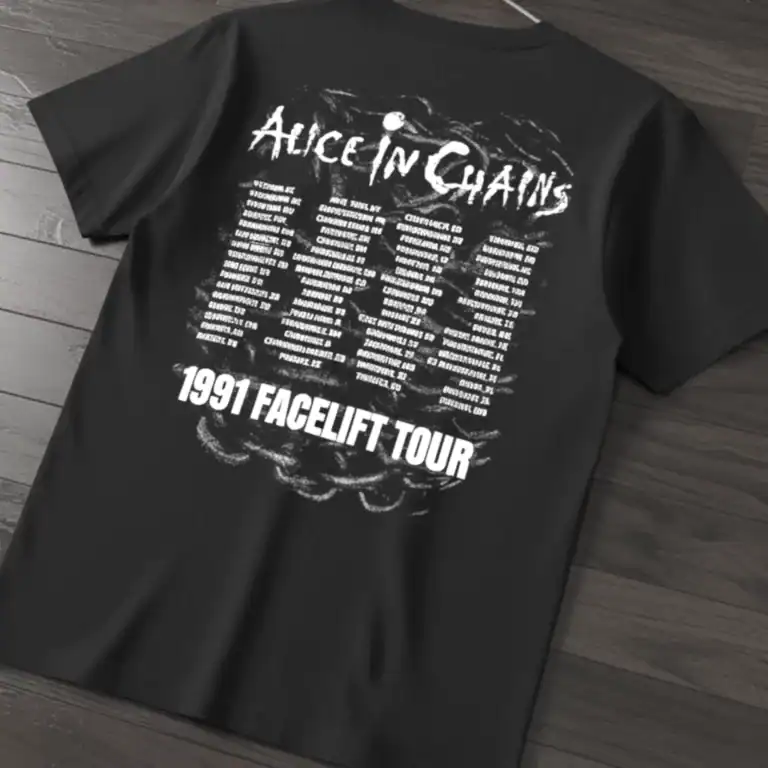 Alice in Chains Facelift Tour 1991 T-Shirt, Men's Graphic Rock Tees