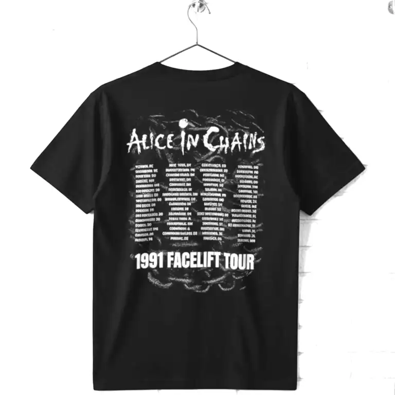 Alice in Chains Facelift Tour 1991 T-Shirt, Men's Graphic Rock Tees