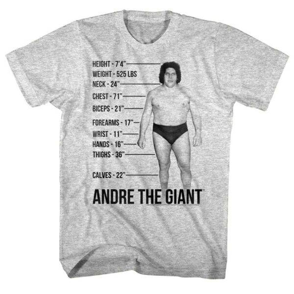 Andre the Giant Wrestler Measurements Men’s T Shirt