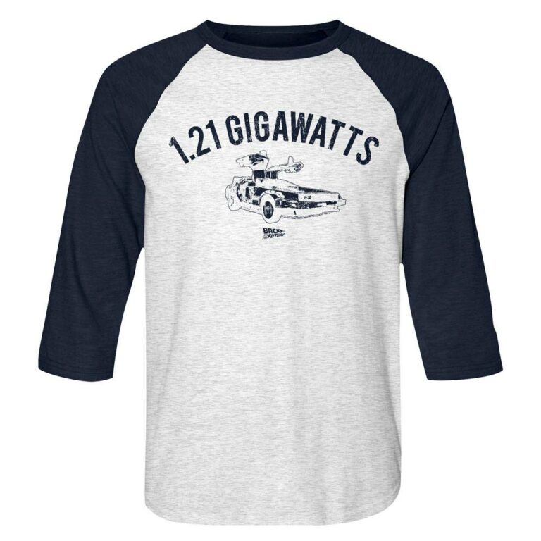 Back to The Future 1.21 Gigawatts DeLorean Raglan T-Shirt