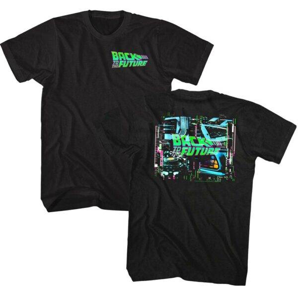 Back to The Future Neon Glitch T-Shirt