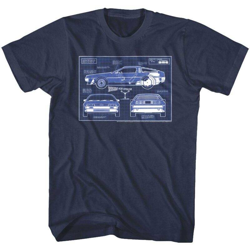 Back to The Future DMC Delorean Blueprints T-Shirt