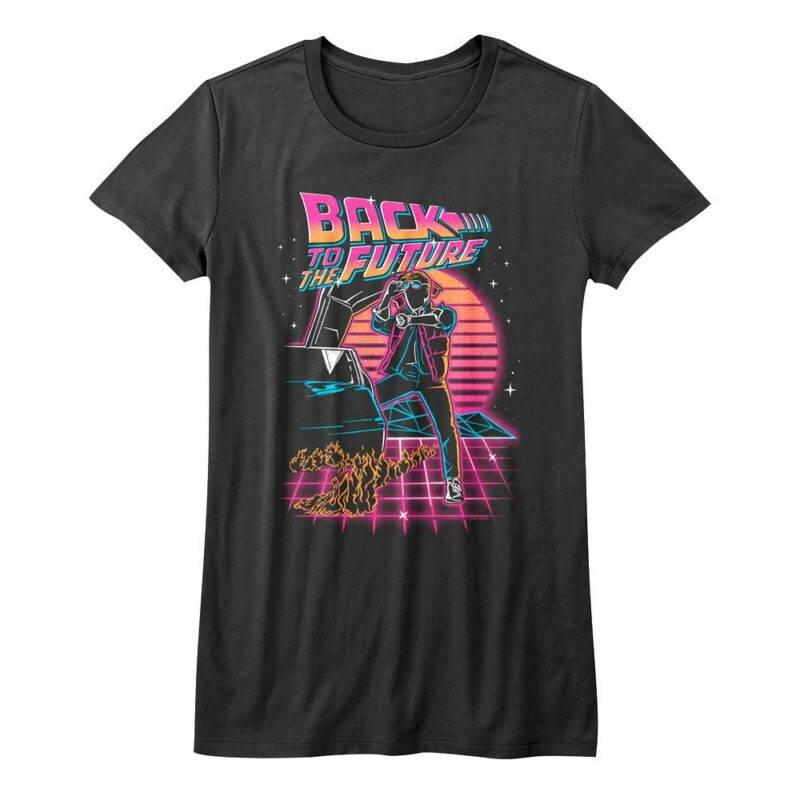 Back to The Future Neon Synthwave Sunset T-Shirt