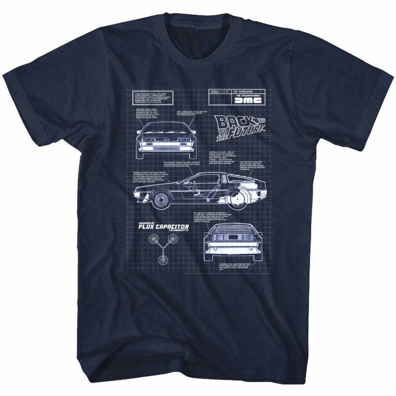 Back to the Future Delorean Blueprints T-Shirt