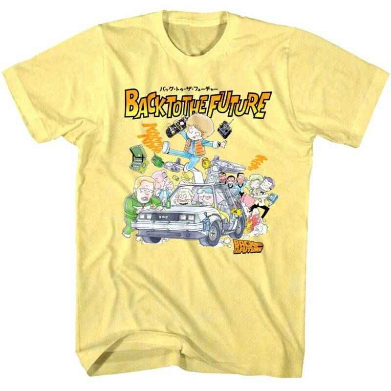 Back to The Future Cartoon Characters in Car T-Shirt